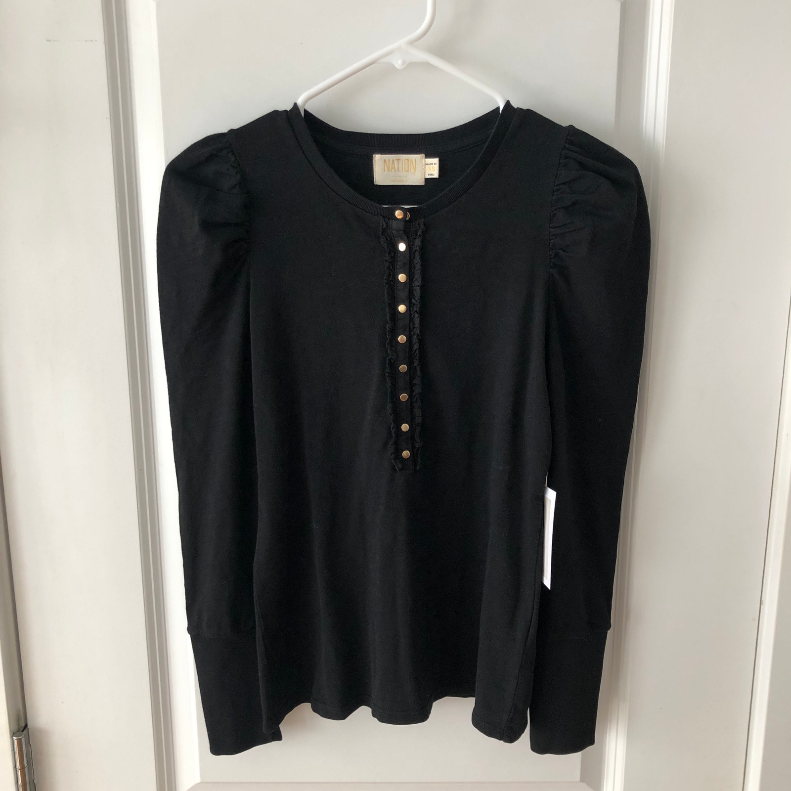 Nation Ltd Women's Clementine Delicate Ruffle Top Size Xs Nwt's Black $154